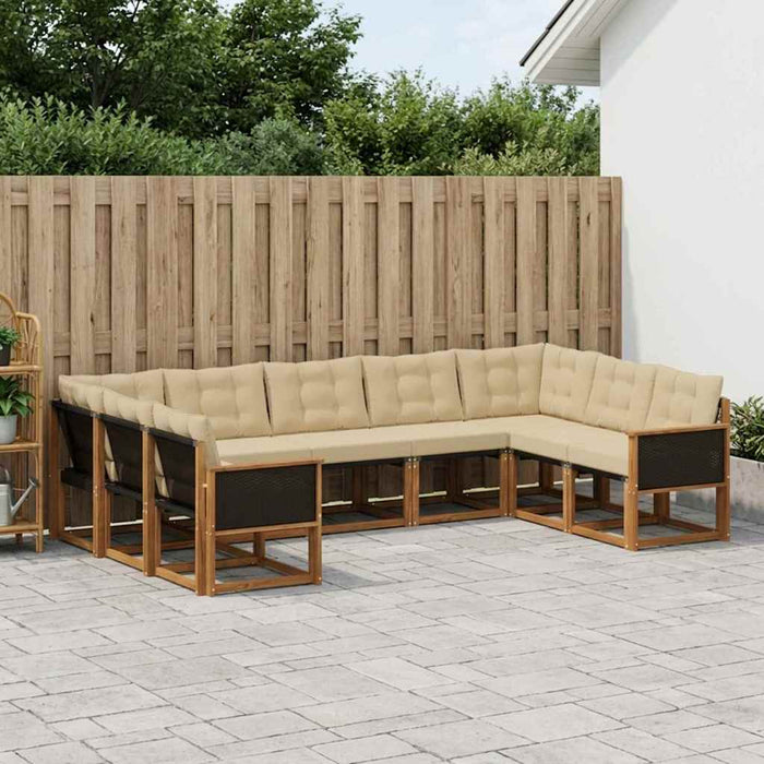 Set de canapele de exterior cu pernă 9 pcs Natural și Bej WALTI