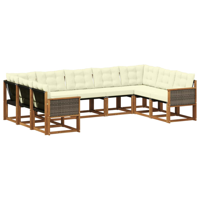 Set de canapele de exterior cu pernă 9 pcs Natural și Crem WALTI