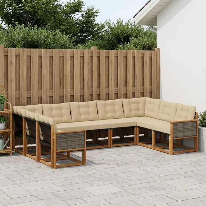 Set de canapele de exterior cu pernă 9 pcs Natural și Bej WALTI