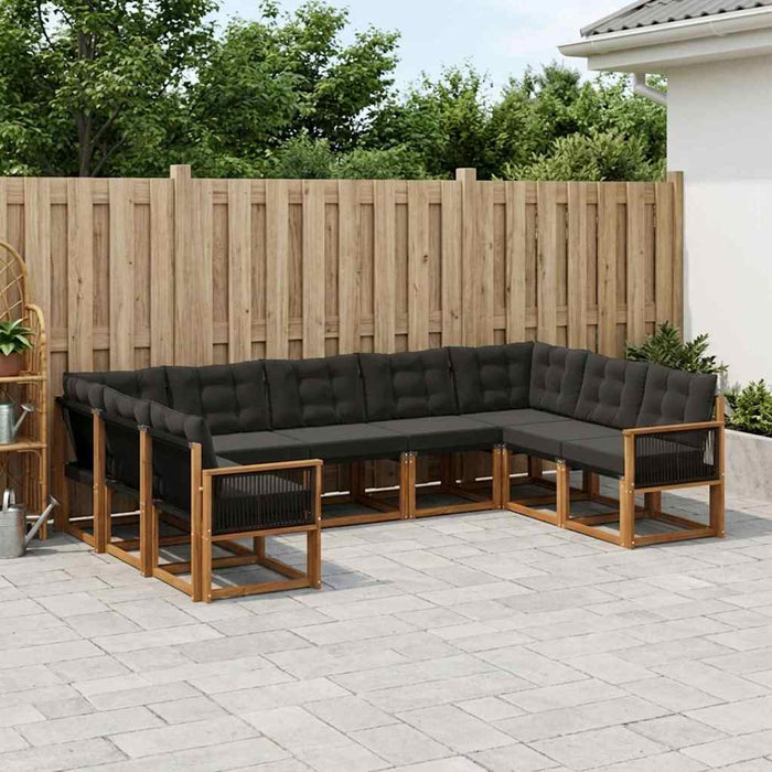 Set de canapele de exterior cu pernă 9 pcs Natural și Negru WALTI