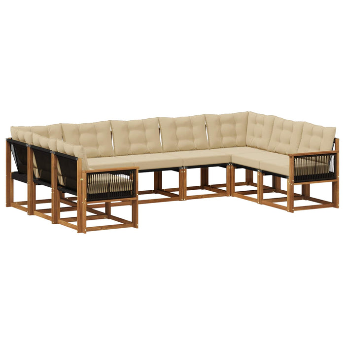 Set de canapele de exterior cu pernă 9 pcs Natural și Bej WALTI