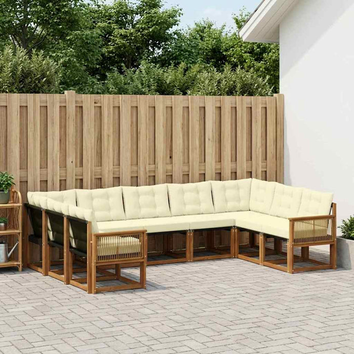 Set de canapele de exterior cu pernă 9 pcs Natural și Crem WALTI
