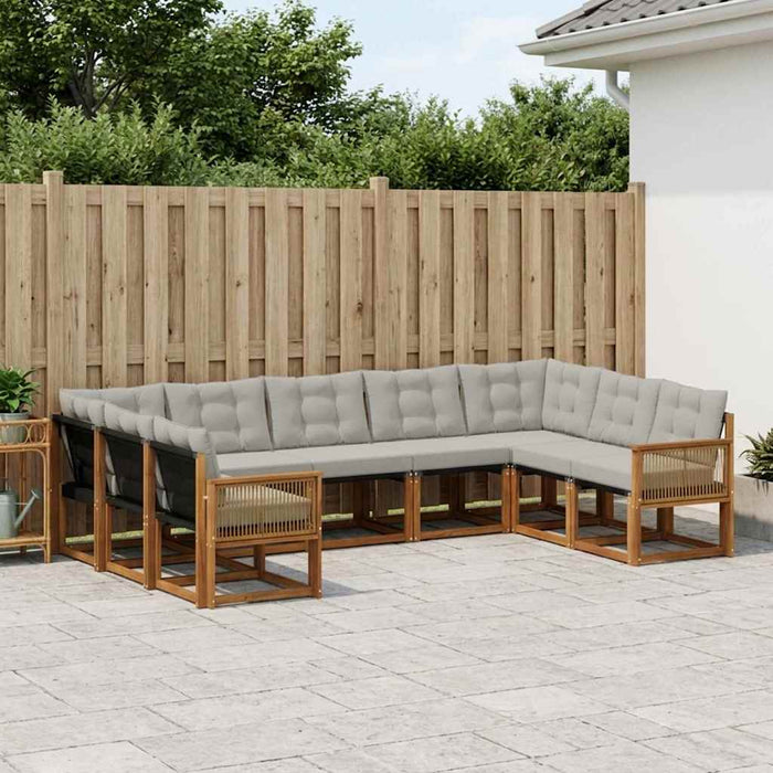 Set de canapele de exterior 9 pcs Natural și gri deschis WALTI