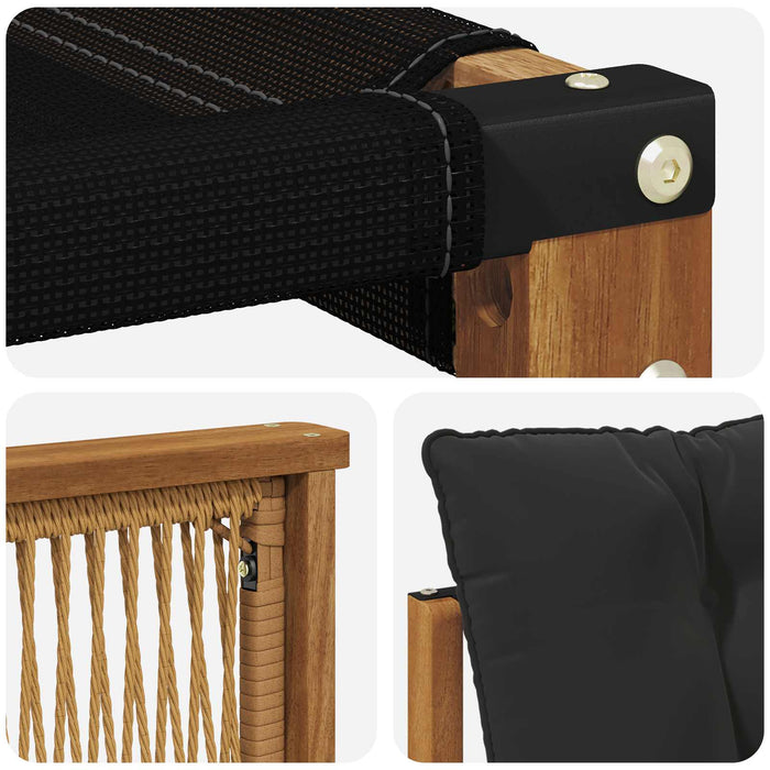 Set de canapele de exterior cu pernă 9 pcs Natural și Negru WALTI