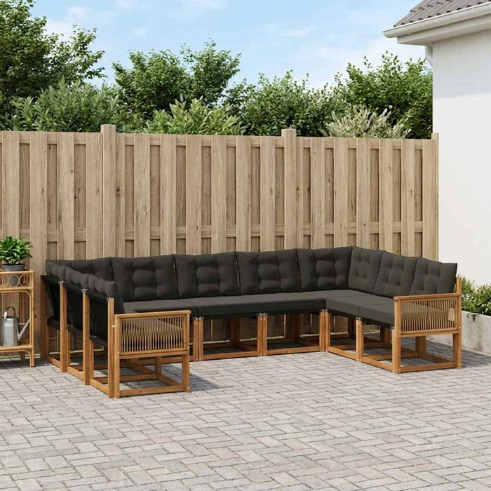 Set de canapele de exterior cu pernă 9 pcs Natural și Negru WALTI