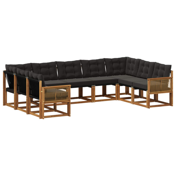 Set de canapele de exterior cu pernă 9 pcs Natural și Negru WALTI