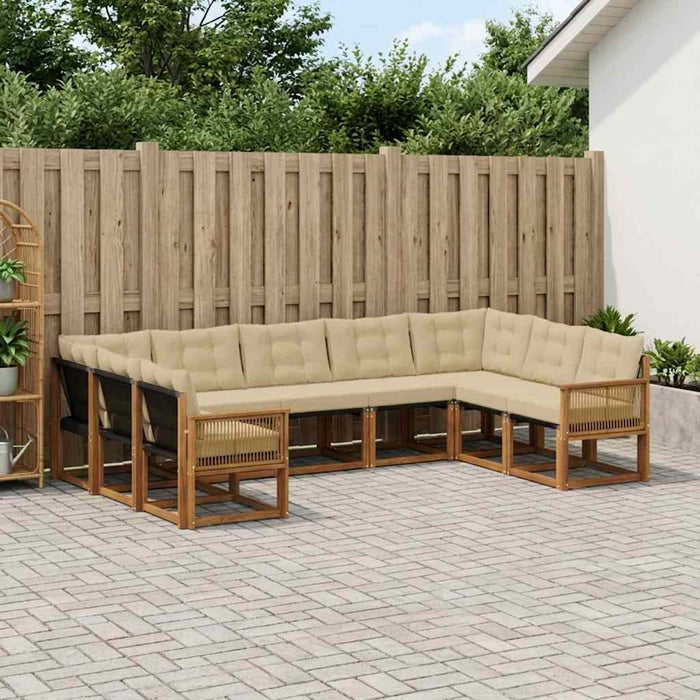 Set de canapele de exterior cu pernă 9 pcs Natural și Bej WALTI
