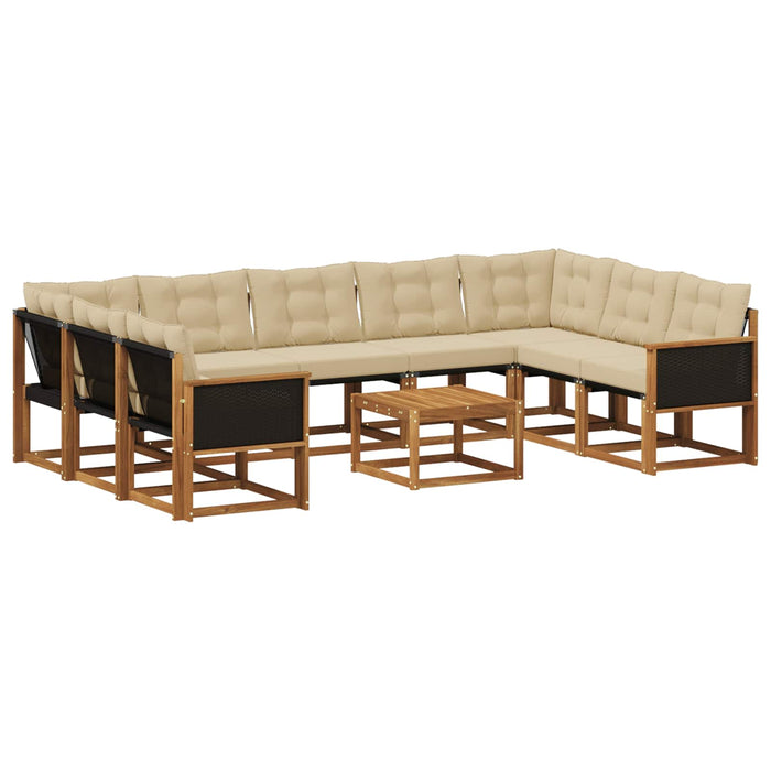 Set de canapele de exterior cu pernă 10 pcs Natural și Bej WALTI