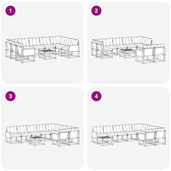 Set de canapele de exterior cu pernă 10 pcs Natural și Crem WALTI