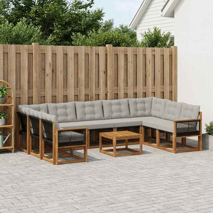 Set de canapele de exterior 10 pcs Natural și Gri deschis WALTI