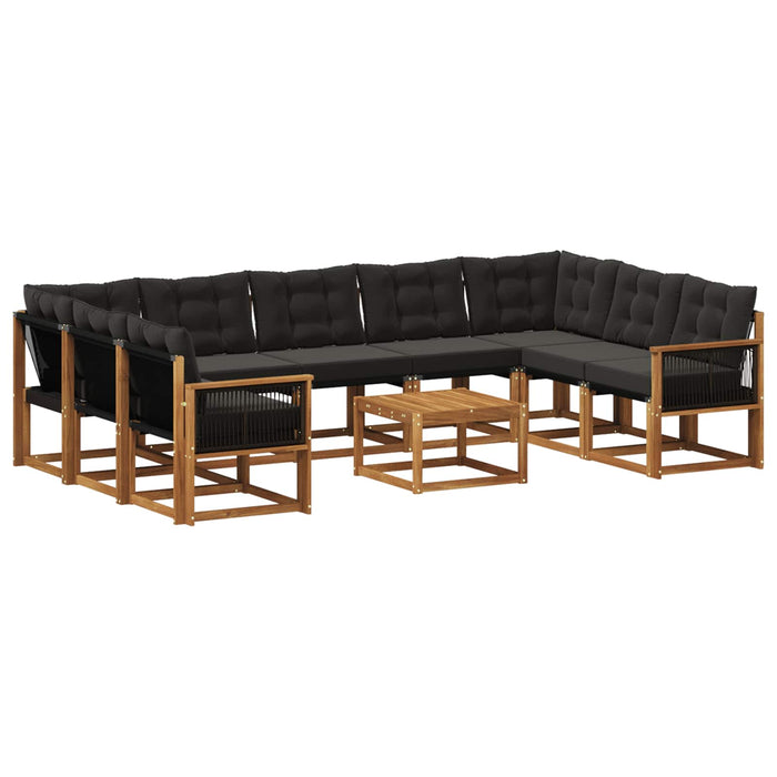 Set de canapele de exterior cu pernă 10 pcs Natural și Negru WALTI