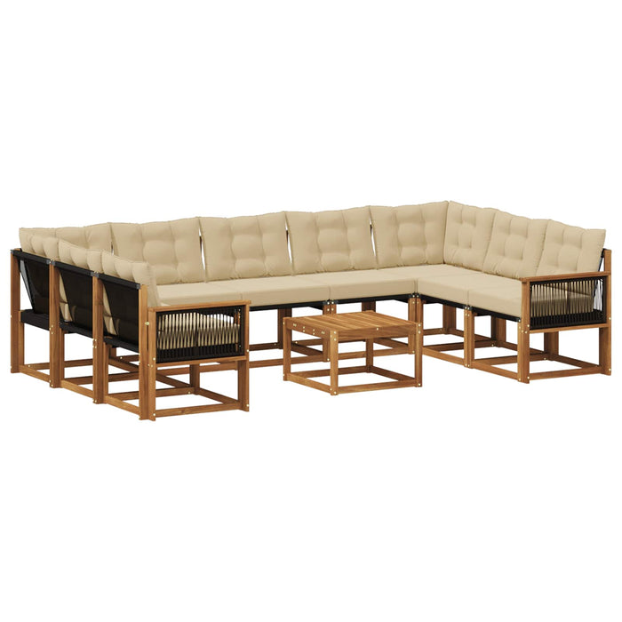 Set de canapele de exterior cu pernă 10 pcs Natural și Bej WALTI
