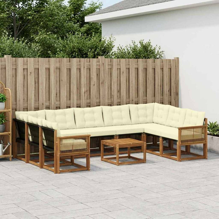 Set de canapele de exterior cu pernă 10 pcs Natural și Crem WALTI