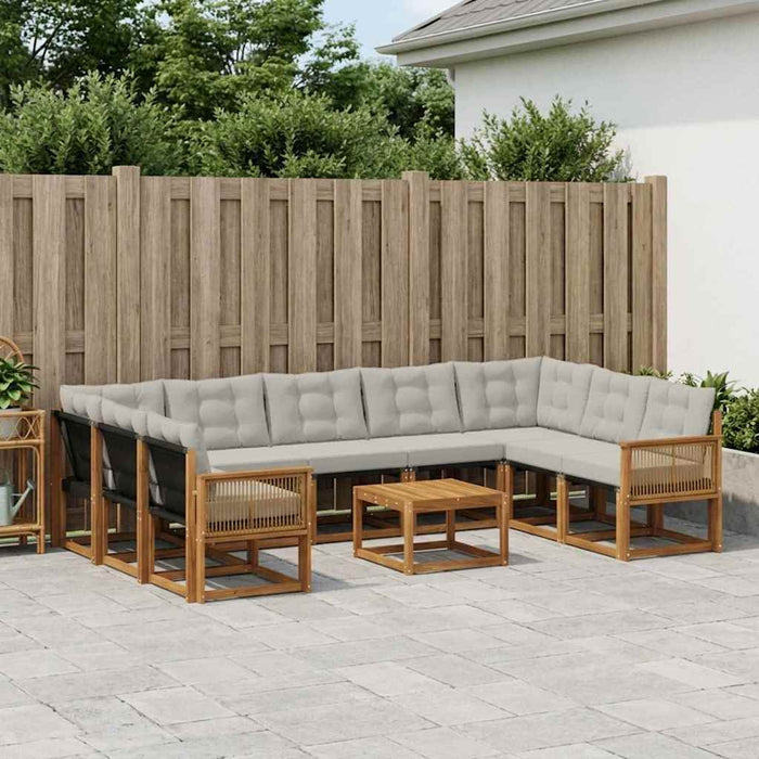 Set de canapele de exterior 10 pcs Natural și gri deschis WALTI