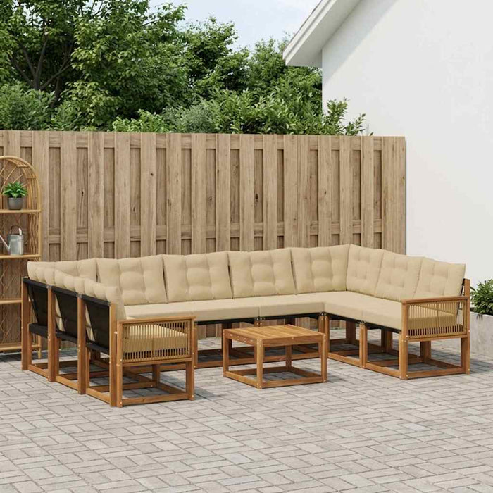 Set de canapele de exterior cu pernă 10 pcs Natural și Bej WALTI