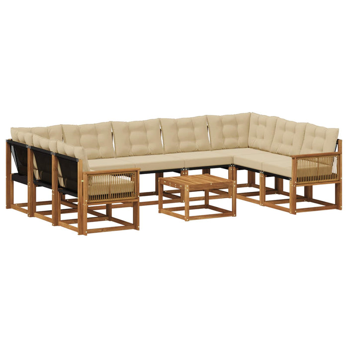 Set de canapele de exterior cu pernă 10 pcs Natural și Bej WALTI