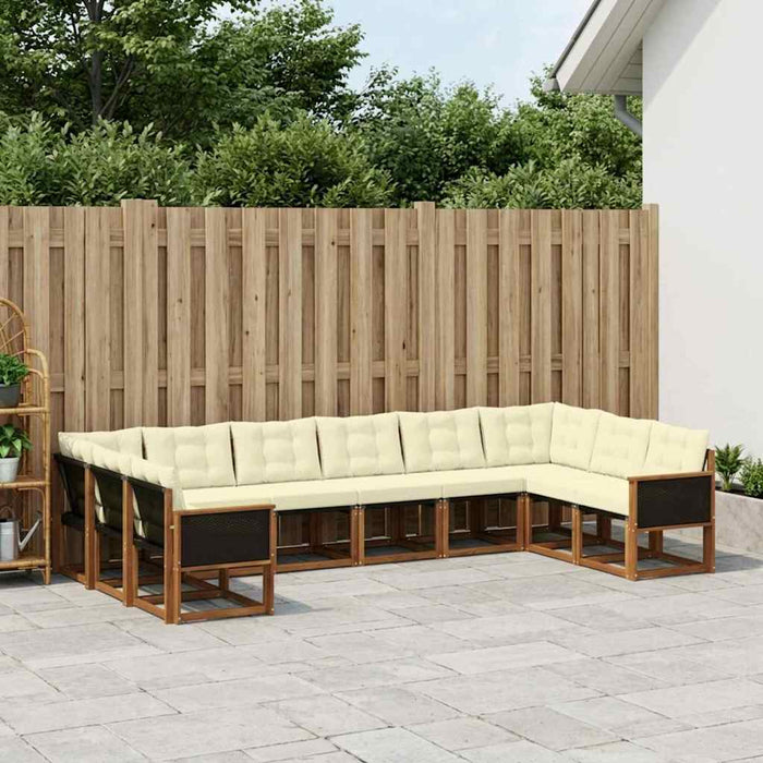 Set de canapele de exterior cu pernă 10 pcs Natural și Crem WALTI