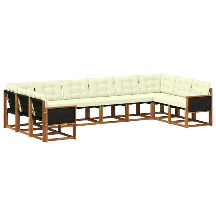 Set de canapele de exterior cu pernă 10 pcs Natural și Crem WALTI