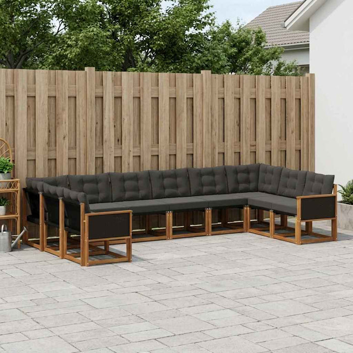 Set de canapele de exterior cu pernă 10 pcs Natural și Negru WALTI
