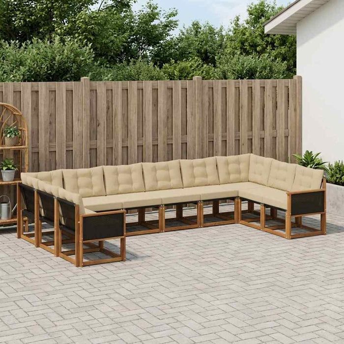 Set de canapele de exterior cu pernă 10 pcs Natural și Bej WALTI