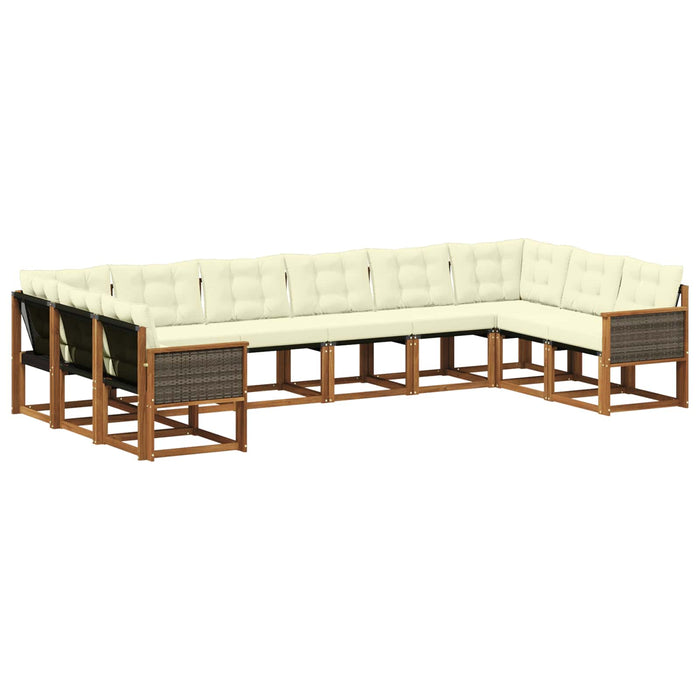 Set de canapele de exterior cu pernă 10 pcs Natural și Crem WALTI