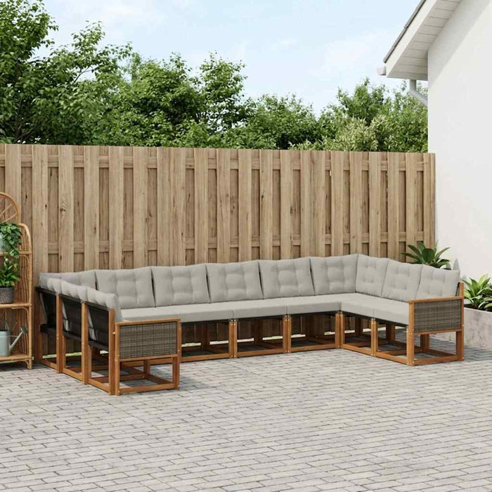 Set de canapele de exterior 10 pcs Natural și Gri deschis WALTI