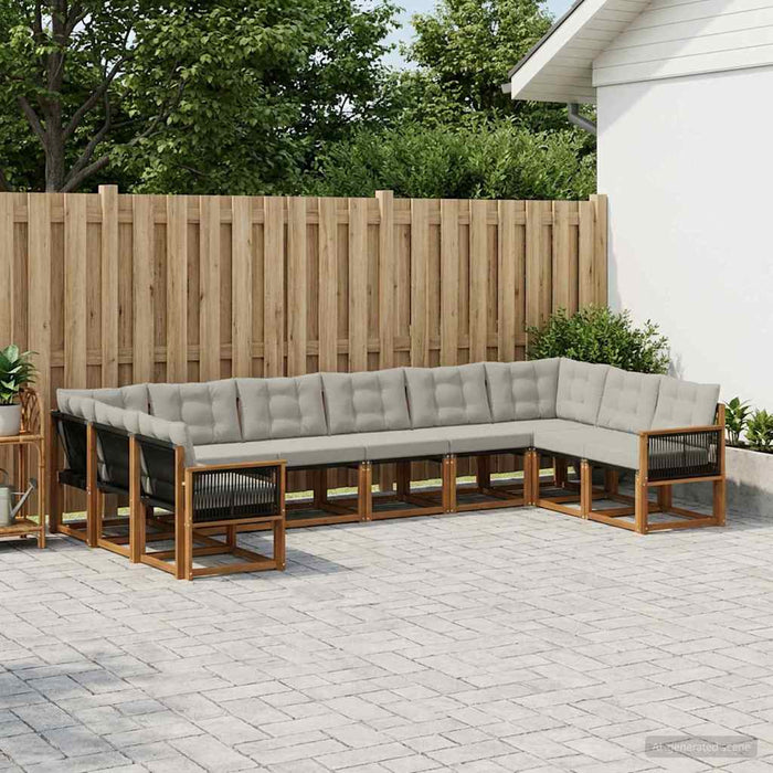 Set de canapele de exterior 10 pcs Natural și Gri deschis WALTI