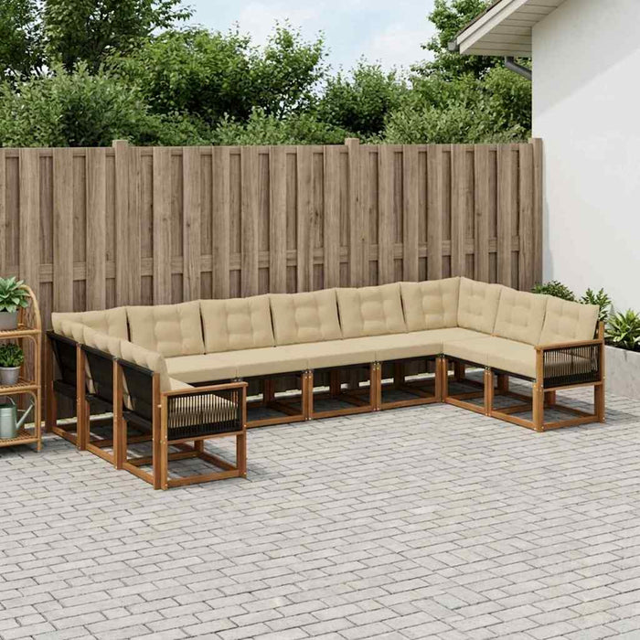 Set de canapele de exterior cu pernă 10 pcs Natural și Bej WALTI