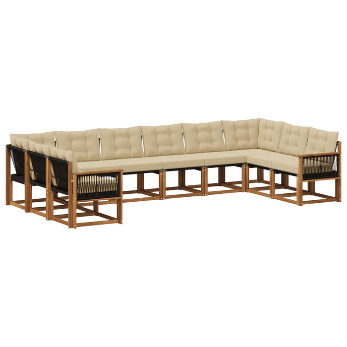 Set de canapele de exterior cu pernă 10 pcs Natural și Bej WALTI