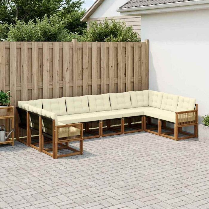 Set de canapele de exterior cu pernă 10 pcs Natural și Crem WALTI