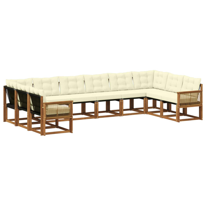 Set de canapele de exterior cu pernă 10 pcs Natural și Crem WALTI