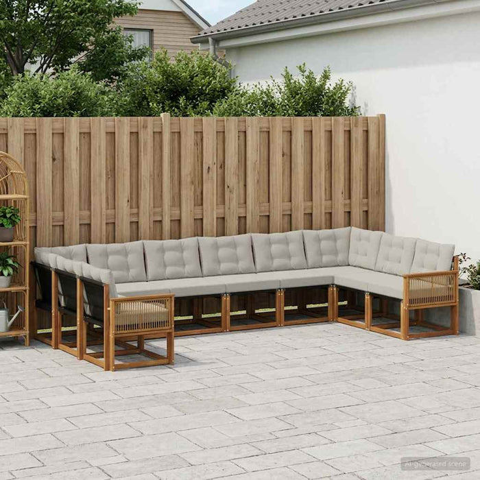 Set de canapele de exterior 10 pcs Natural și gri deschis WALTI