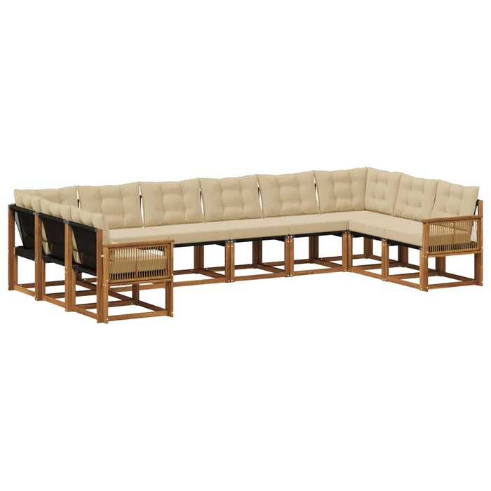 Set de canapele de exterior cu pernă 10 pcs Natural și Bej WALTI