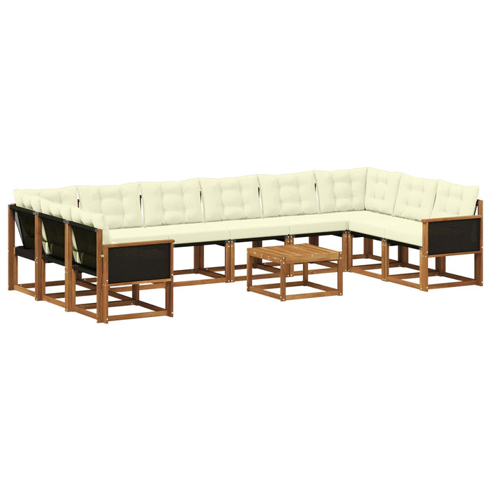 Set de canapele de exterior cu pernă 11 pcs Natural și Crem WALTI
