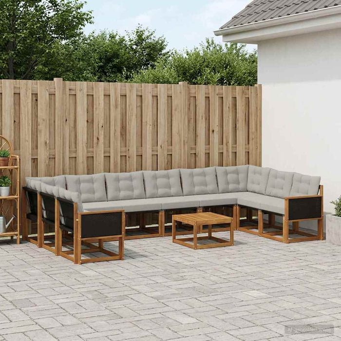 Set de canapele de exterior 11 pcs Natural și Gri deschis WALTI