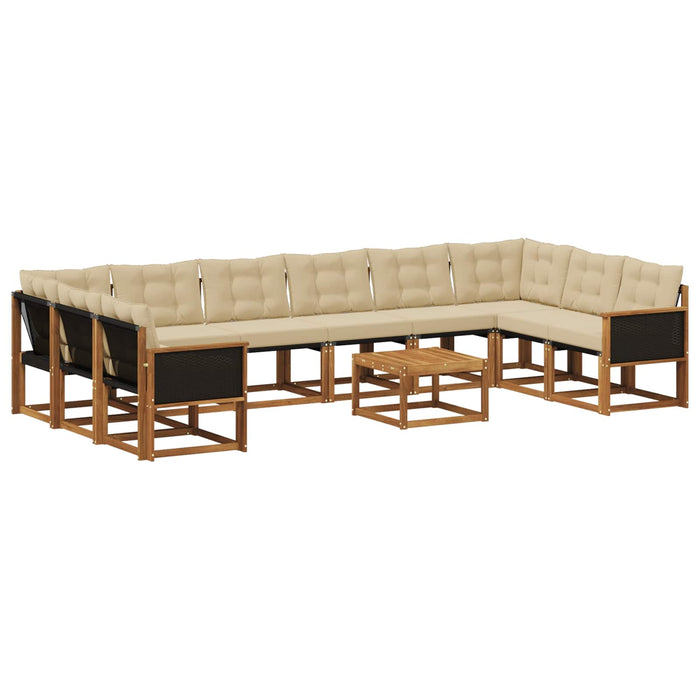 Set de canapele de exterior cu pernă 11 pcs Natural și Bej WALTI