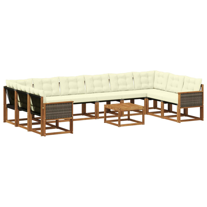 Set de canapele de exterior cu pernă 11 pcs Natural și Crem WALTI