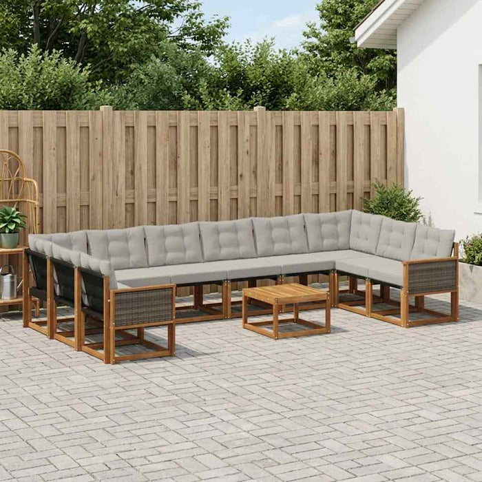 Set de canapele de exterior 11 pcs Natural și Gri deschis WALTI