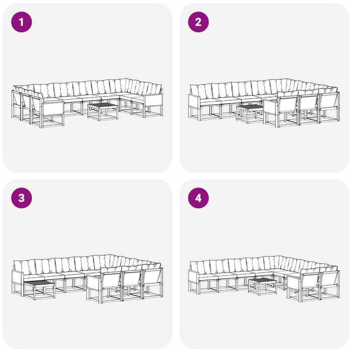 Set de canapele de exterior cu pernă 11 pcs Natural și Bej WALTI