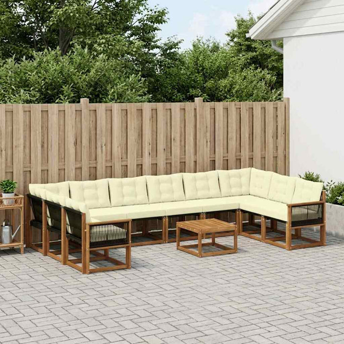 Set de canapele de exterior cu pernă 11 pcs Natural și Crem WALTI