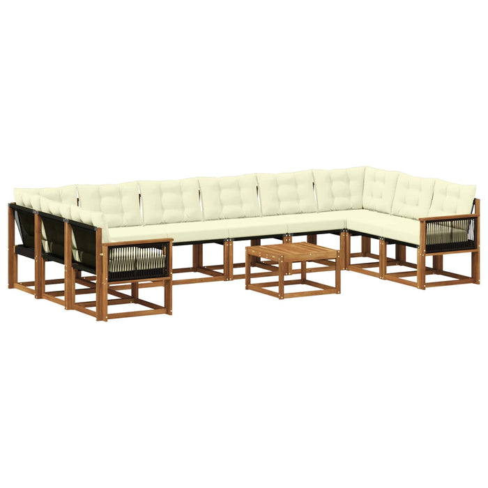 Set de canapele de exterior cu pernă 11 pcs Natural și Crem WALTI