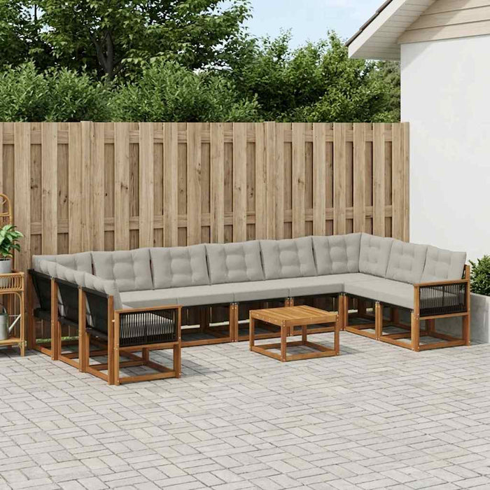 Set de canapele de exterior 11 pcs Natural și Gri deschis WALTI