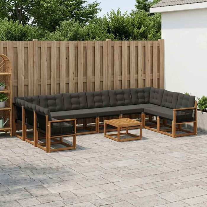 Set de canapele de exterior cu pernă 11 pcs Natural și Negru WALTI