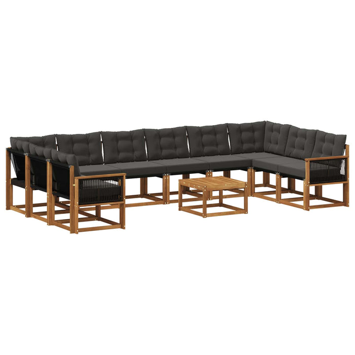 Set de canapele de exterior cu pernă 11 pcs Natural și Negru WALTI