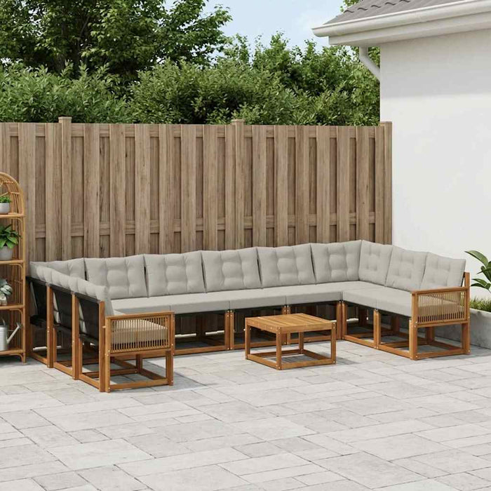 Set de canapele de exterior 11 pcs Natural și gri deschis WALTI