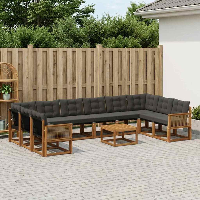 Set de canapele de exterior cu pernă 11 pcs Natural și Negru WALTI