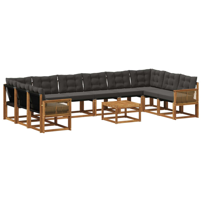 Set de canapele de exterior cu pernă 11 pcs Natural și Negru WALTI