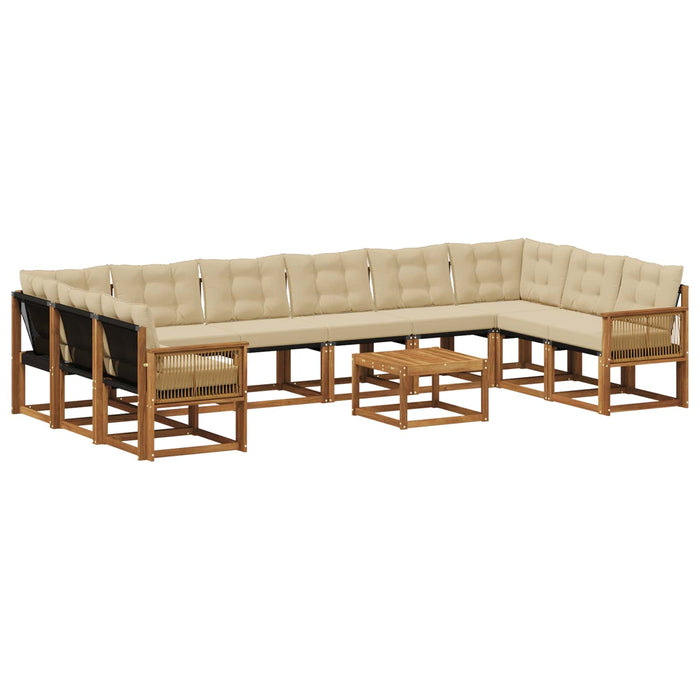 Set de canapele de exterior cu pernă 11 pcs Natural și Bej WALTI