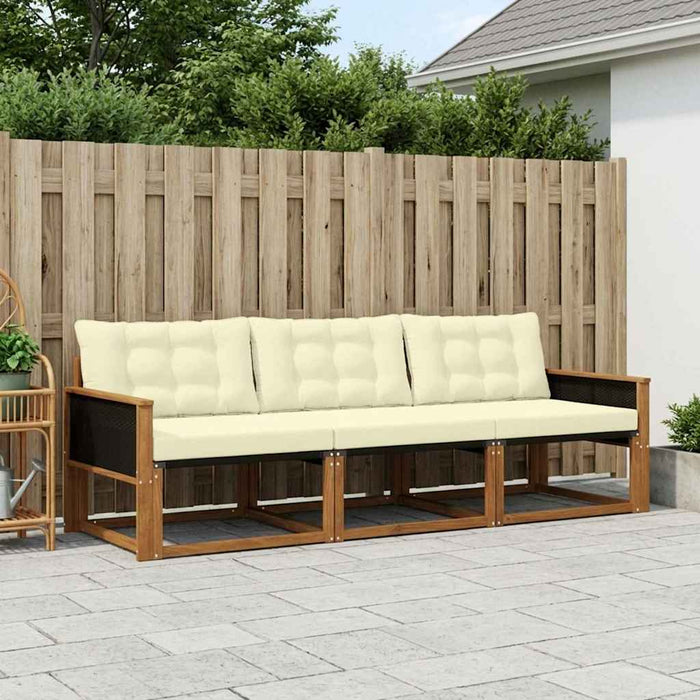 Set de canapele de exterior cu pernă 3 pcs Natural și Crem WALTI
