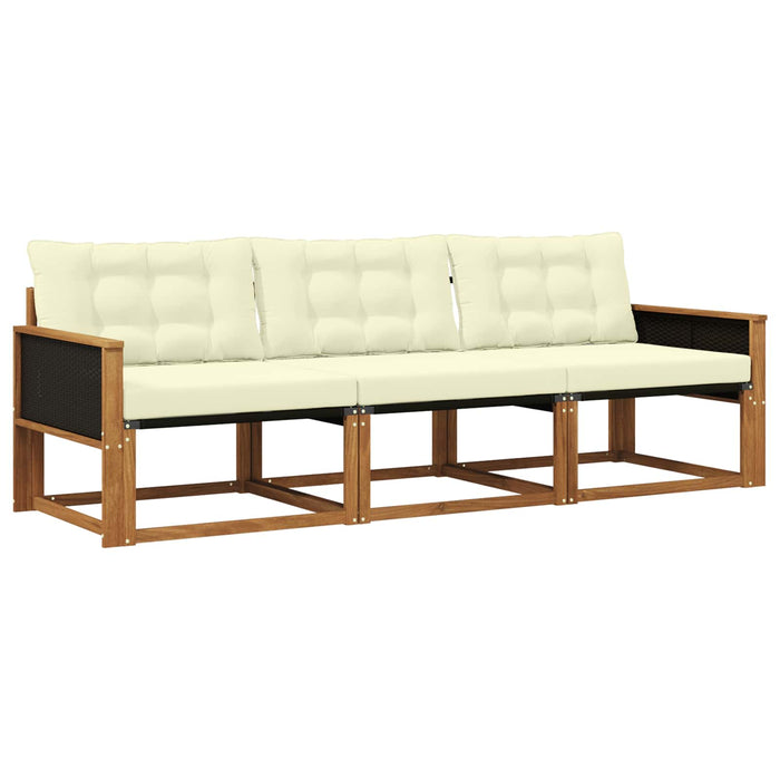 Set de canapele de exterior cu pernă 3 pcs Natural și Crem WALTI